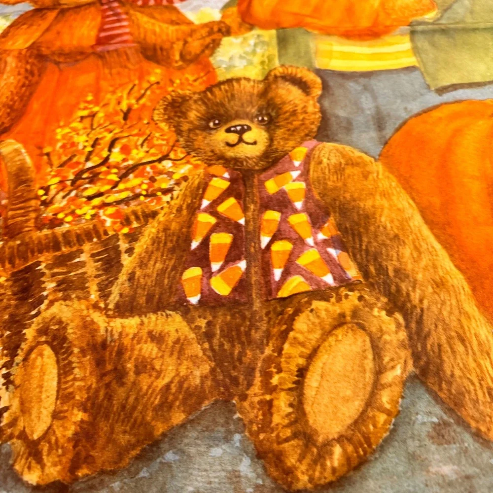 VTG Toland K Tice‎ Phillips Autumn Bears Pumpkins Harvest Large Garden Flag